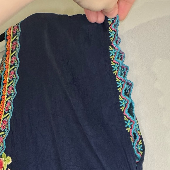 Johnny Was embroidered navy tunic dress with pockets size large - Picture 5 of 7